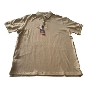 NWT Sunday Joe Polo Shirt Mens XL Beige Pre Shrunk Button Up Malibu CA Classic